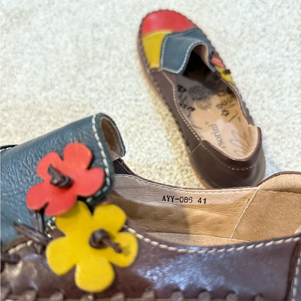 Nwot Trsorini Multicolor Patchwork Stitching Leat… - image 5